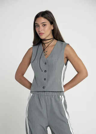 Chaleco sastrero  con franja lateral - Vista 1