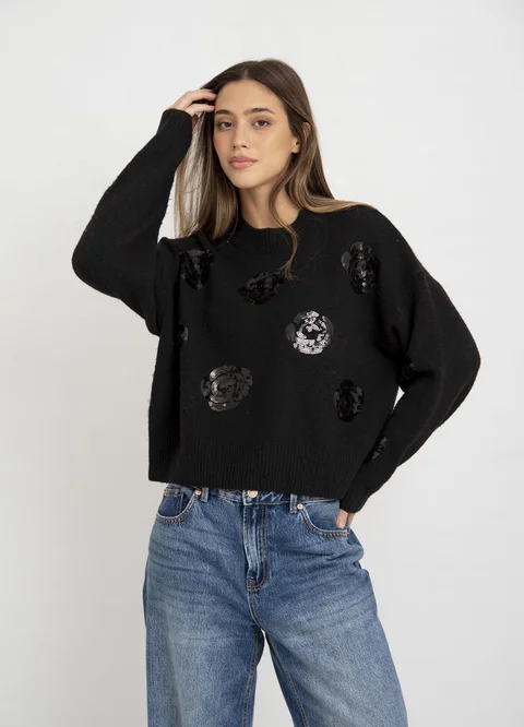 Sweater rosas c/lentejuelas 