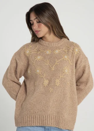 Sweater bordado flores y canutillos  - Vista 1