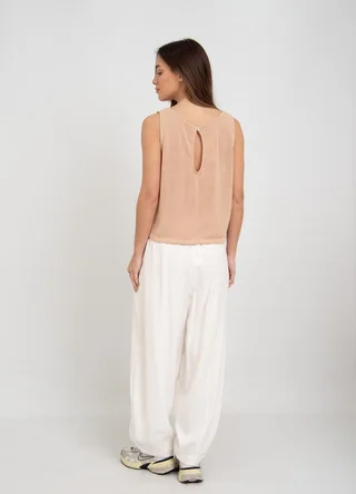 Pantalon tencel con recorte  - Vista 5