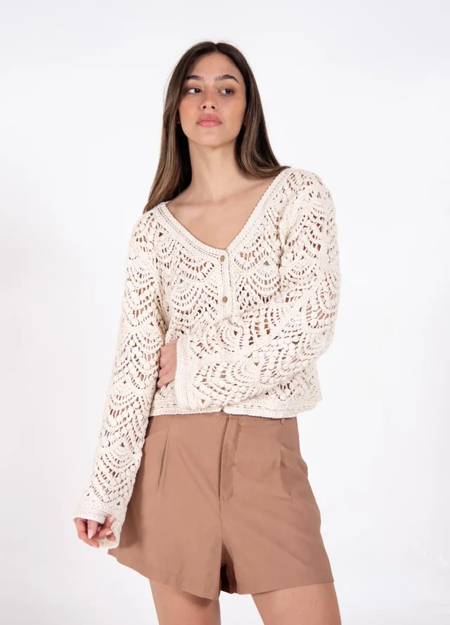 Saco tejido abanicos con lentejuelas 