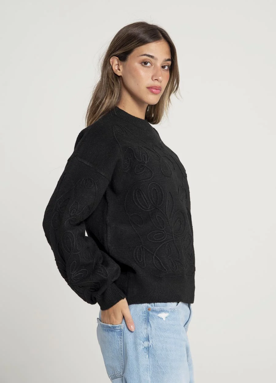 Sweater bordado al tono flores 
