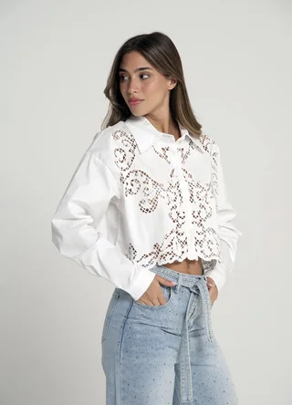 Camisa calada cropped - Vista 1