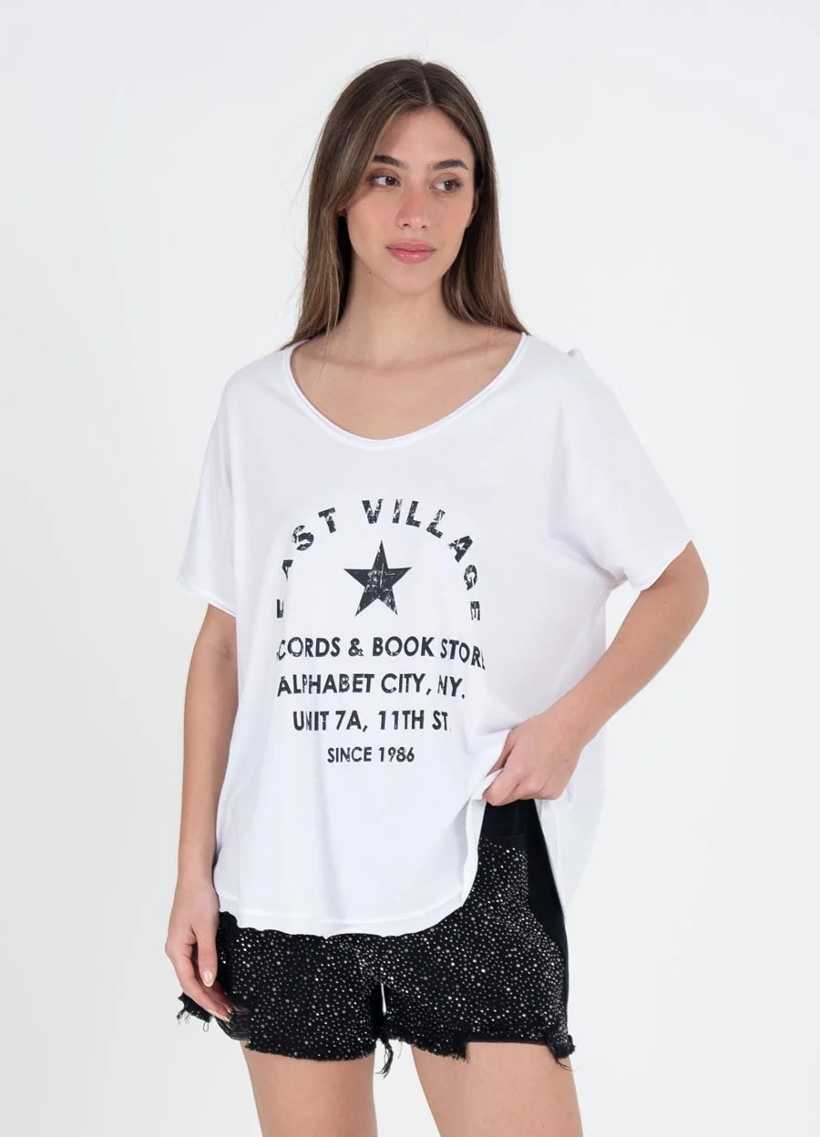 Short denim B&W strass