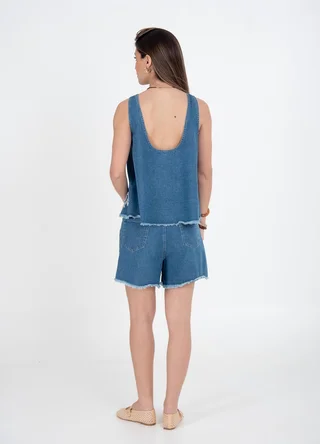 Musculosa denim calada  - Vista 3