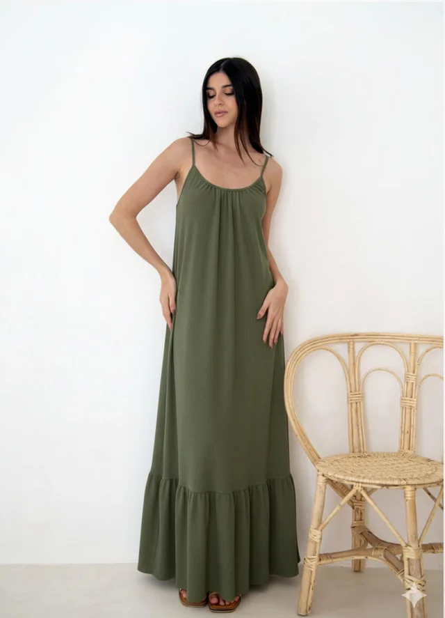 Solero largo bretel fino algodon fantasia 