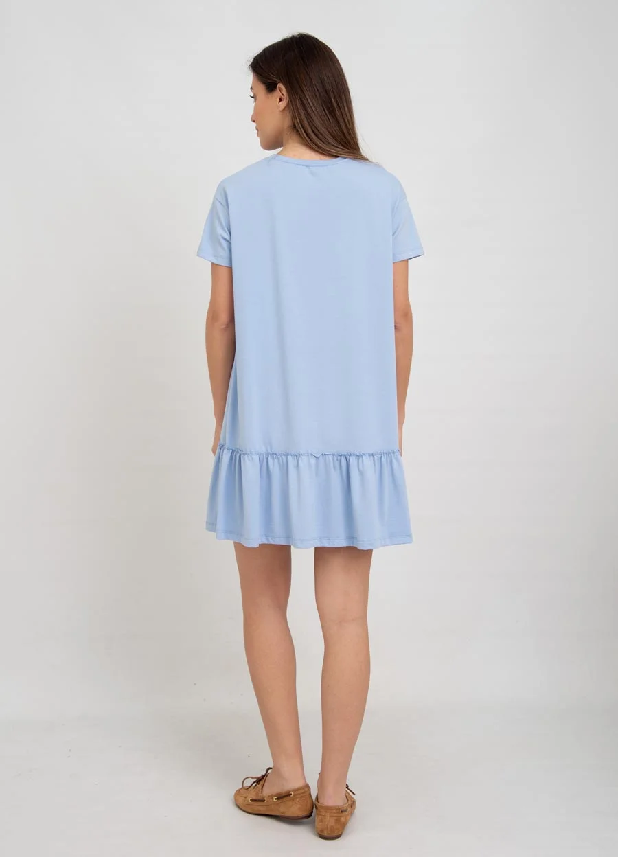 Vestido corto con volado jersey spandex 