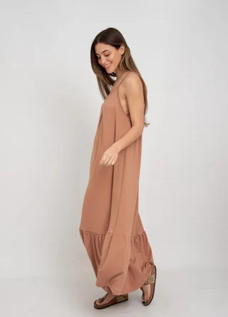 Vestido largo viscosa con volado  - Vista 4