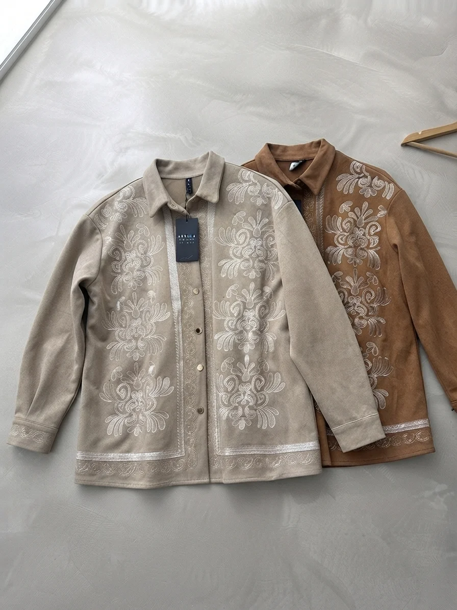 Camisaco gamuza bordado