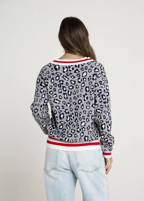 Cardigan college estampado 