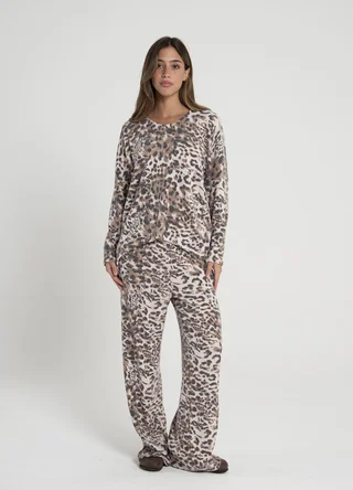 Sweater ecote V irregular print  - Vista 2