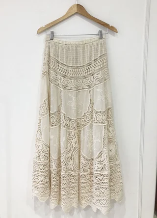 Falda combinada con encaje  - Vista 5