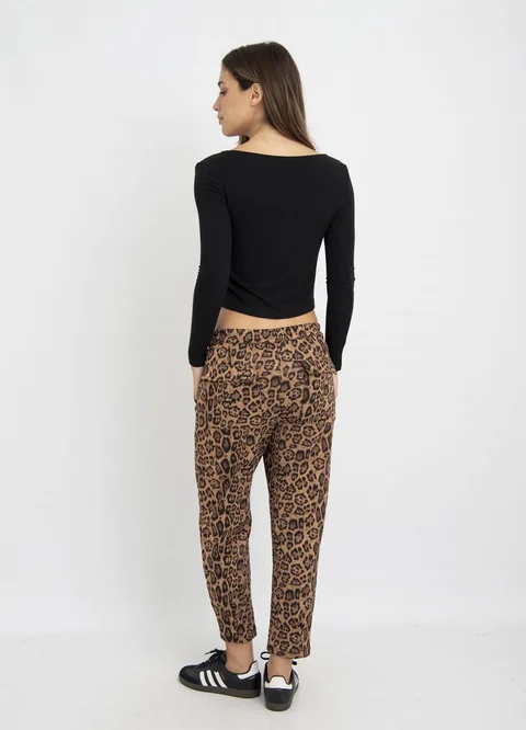 Pantalon slouchy print de gamuza 