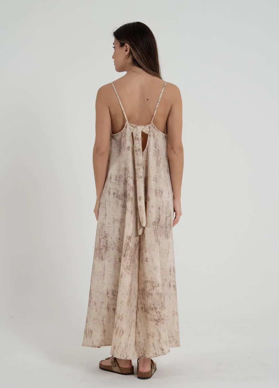 Vestido sedita estampado con lazo 