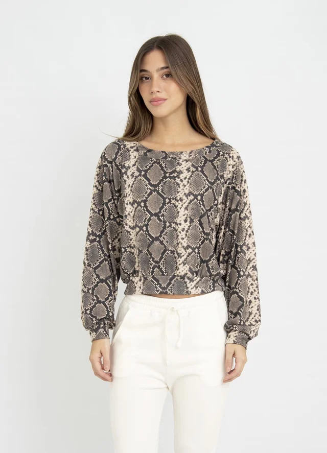 Sweater cuello bote estampado 
