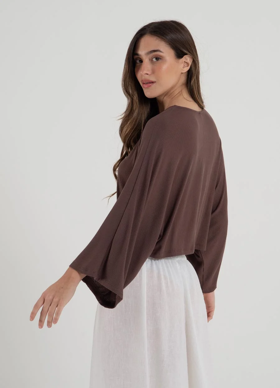 Remera cropp morley fino m/murcielago