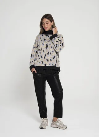 Sweater print con puños  - Vista 2
