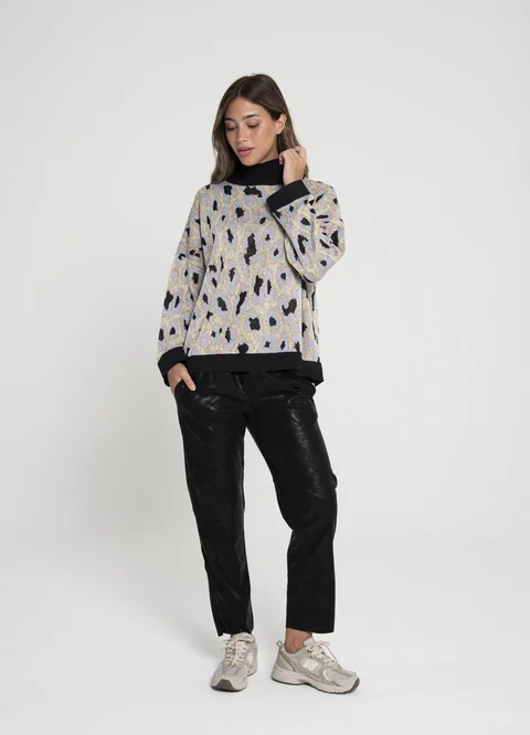 Sweater print con puños 