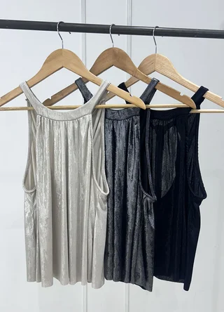 Blusa metalizada para atar abertura en espalda - Vista 5