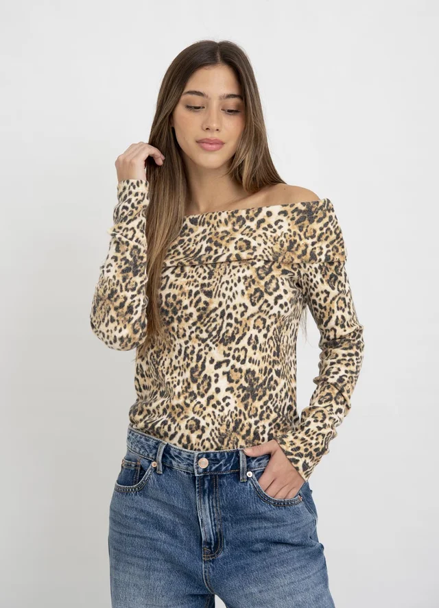 Sweater cuello bote print 