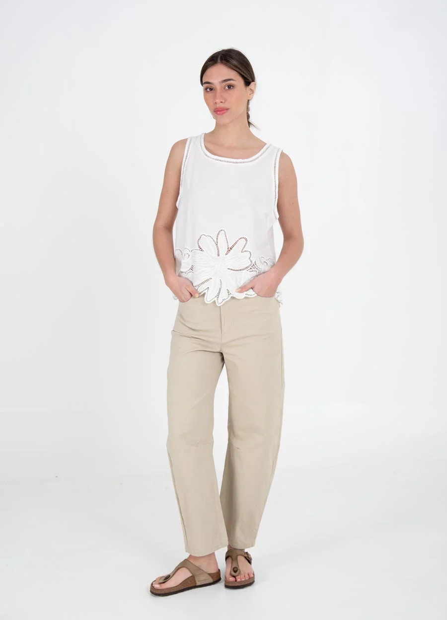 Pantalon barrel de gabardina 