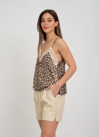 Musculosa sedita print con puntilla  - Vista 2