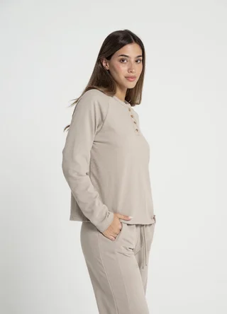 Buzo con botones tejido rustico  - Vista 3