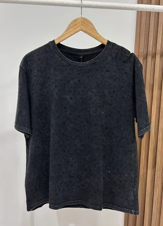 Remeron pre lavado con strass negro  - Vista 5