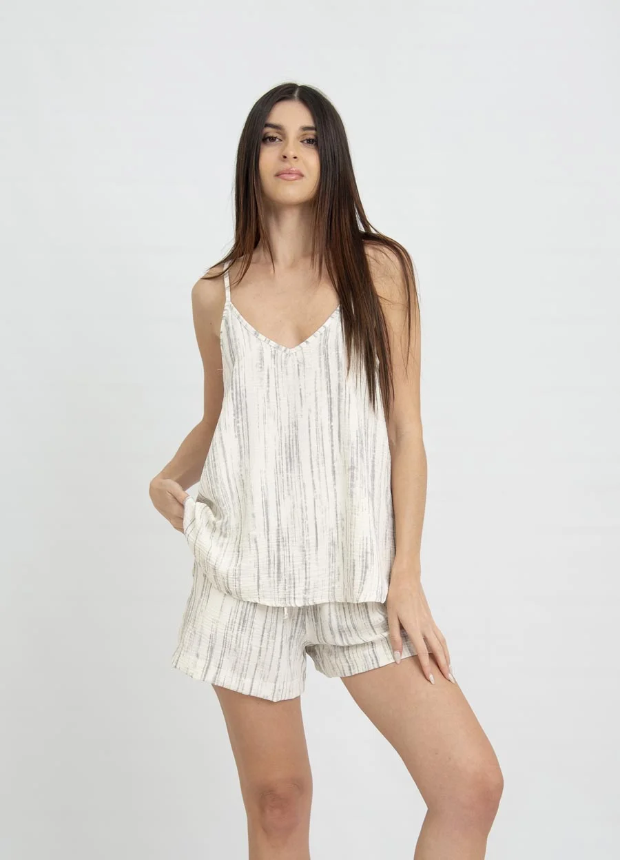 Musculosa sedita estampada bretel fino 