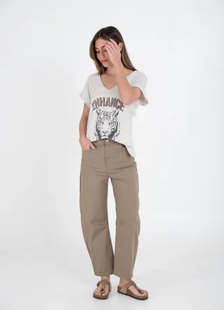 Pantalon barrel de gabardina  - Vista 6