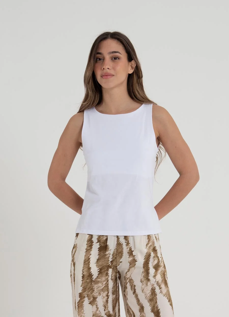 Musculosa jry spandex con pinza y tajitos 