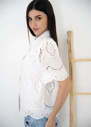 Camisa manga corta broderie  - Vista 3