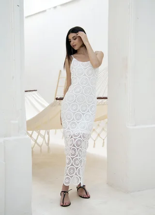 Vestido crochet con forro  - Vista 1