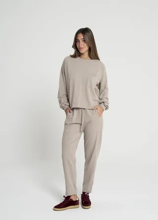 Babucha tejido rustico con costuras  - Vista 1