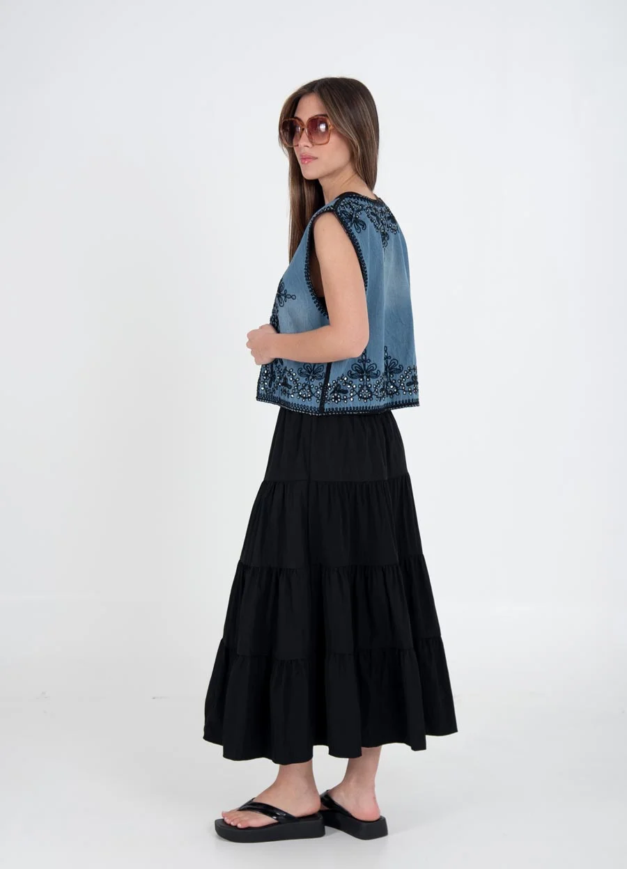 Falda evase lisa 
