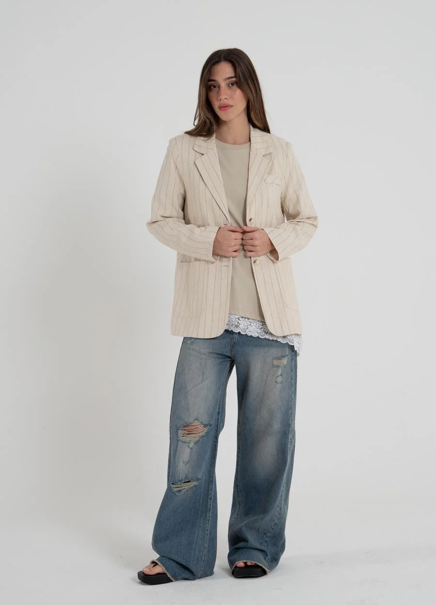 Blazer de lino rayado