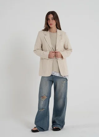 Blazer de lino rayado - Vista 2