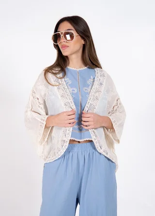 Kimono bordado calado de gasa  - Vista 2
