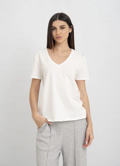 Remera jersey flame escote V