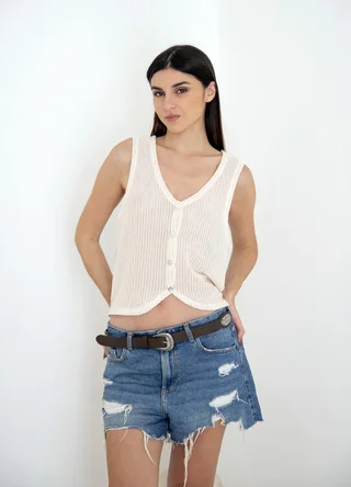 Musculosa hilo con boton  - Vista 2