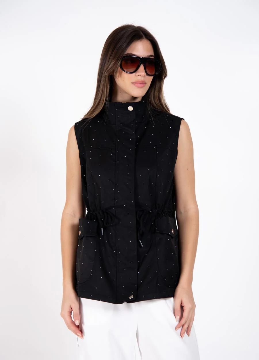 Chaleco cargo con strass 