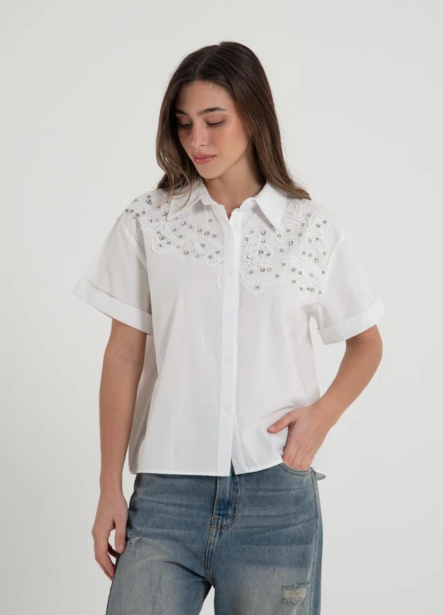 Camisa manga corta con strass