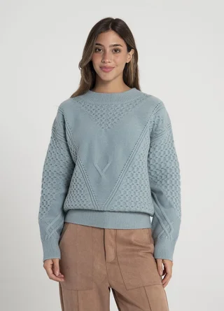Sweater tramado en V  - Vista 2