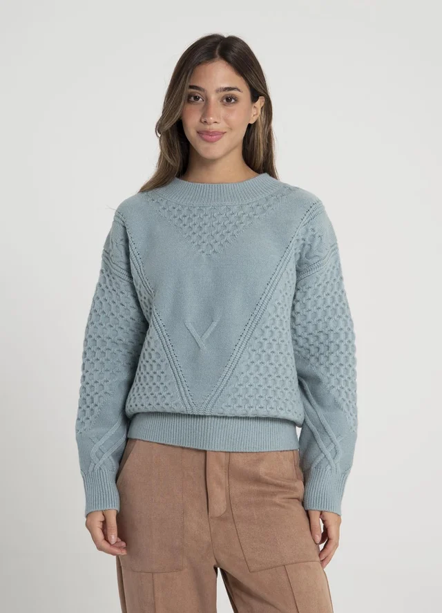 Sweater tramado en V 