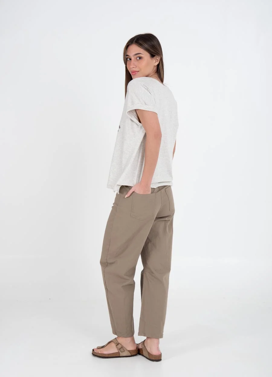 Pantalon barrel de gabardina 