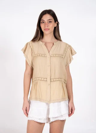 Camisa cuello mao con volados  - Vista 1