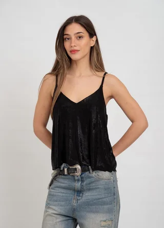Musculosa bretel fino metalizada tira en espalda - Vista 4
