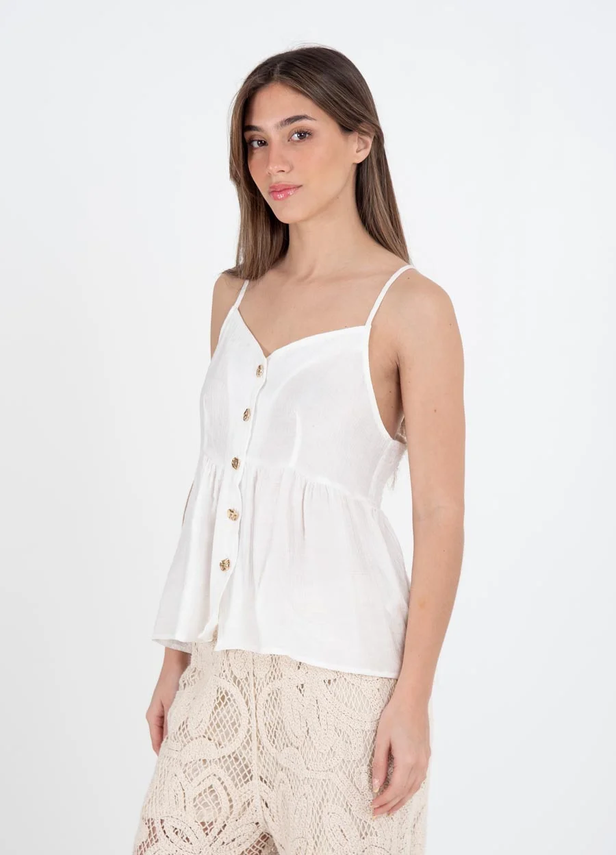 Musculosa con boton dorado