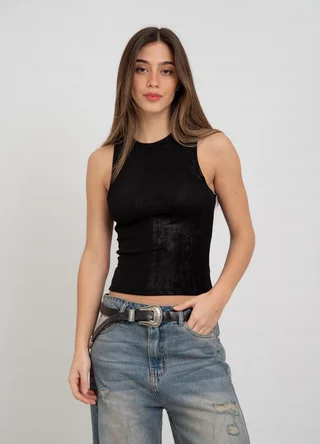 Musculosa metalizada cuello halter  - Vista 1