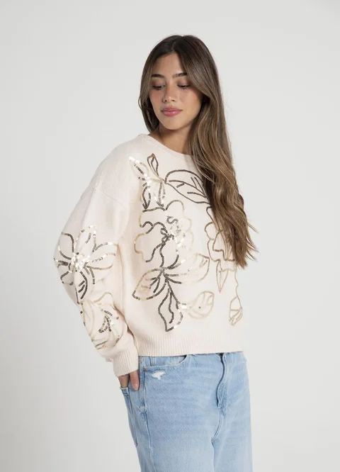 Sweater full bordado lentejuelas 